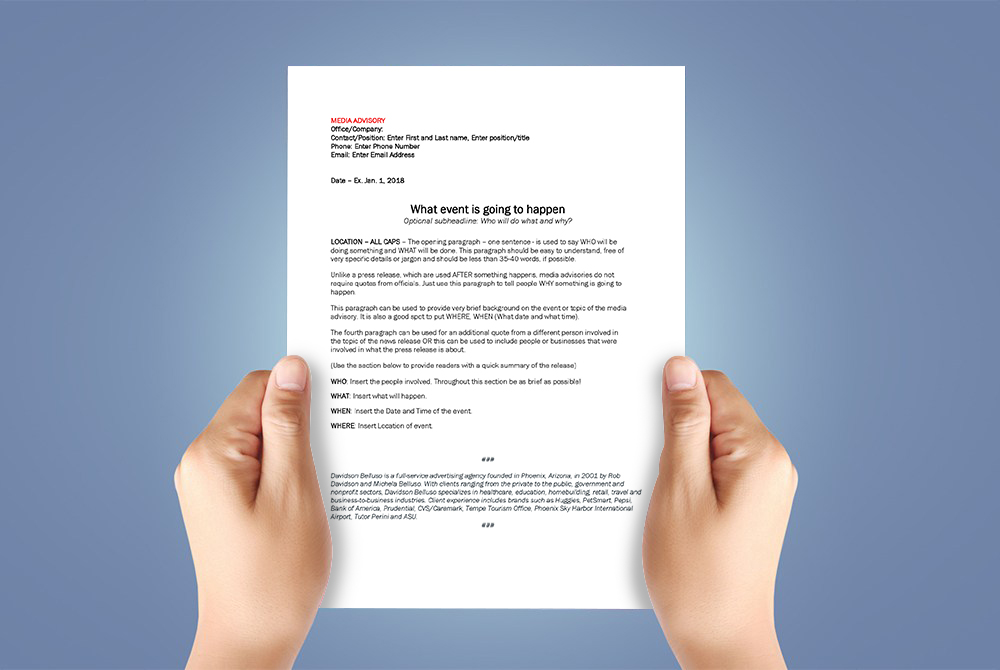 PR_inHand A Press Release for Every Occasion